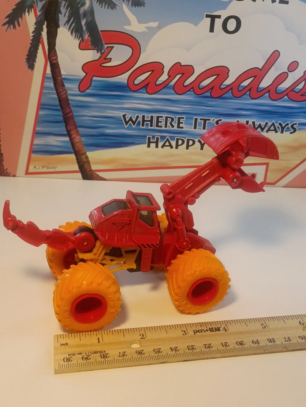 Monster Jam Dirt Squad Dugg Orange Tires Red Truck BKT Dino 1/64 Scale